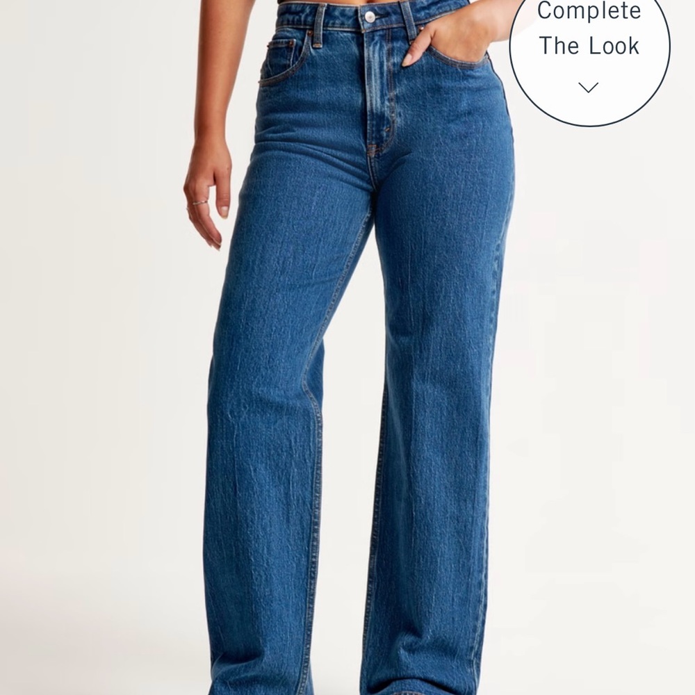 Dark wash Abercrombie curve love high rise 90s relaxed jean